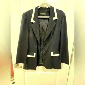Lauren Alexander Navy Blue and White Blazer Size 10